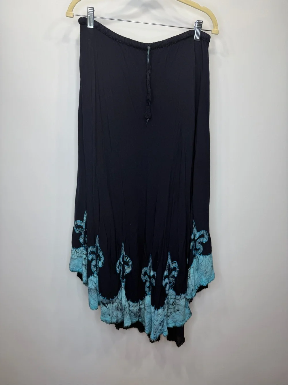 Navy Maxi Skirt with Turquoise Hem Accent